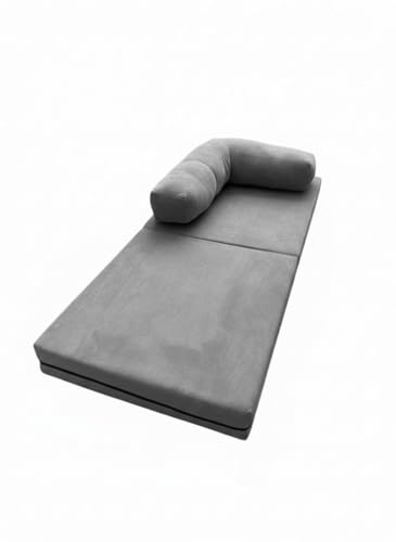 Image of Premium Boucle Fabric Sofa Cum Bed | Foldable Floor Sofa with Backrest | Convertible Single Bed | Space-Saving Furniture for Living Room & Bedroom,Grey