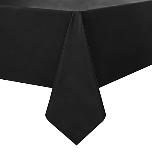 Image of Romanstile 100% Waterproof PVC Tablecloth, Rectangle Oil Spill Proof Stain Resistant Vinyl Table Cloth, Wipe Clean Plastic Table Covers for Kitchen /Dining /Parties - 60 x 120 Inch, Black