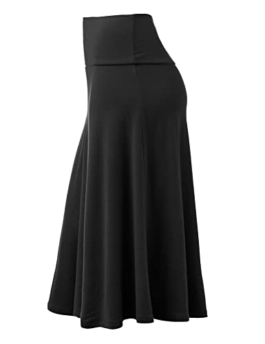 Image of FRAULEIN Women's Midi Skirt Wide High Waist Vintage A-Line Flared and Swingy Skirt