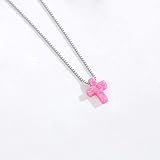 New Women Cross Opal Necklace Genuine 925 Sterling Silver Blue Stone Cross Charm Opal Necklace Rosary