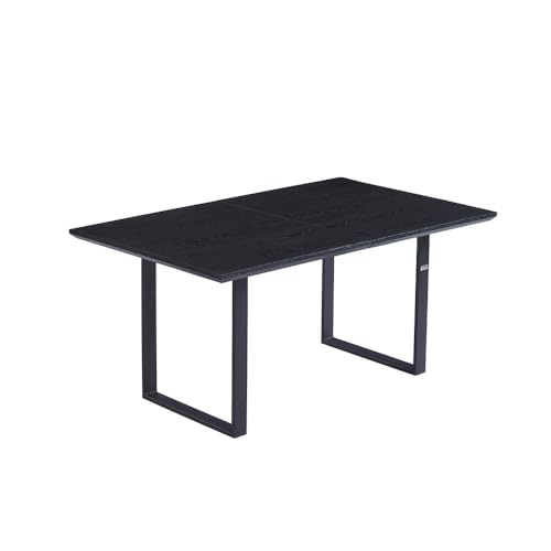 Home Deluxe Esstisch Eckig Ausziehbar AVENCIA inkl. U-Fuß - 160 x 100 cm Dark Oak - mit schwarzem Metallgestell | Küchentisch, Esszimmer, Esszimmertisch