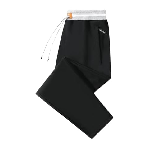 FoxQ Mens Sweatpants with Pockets Sports Joggers Athletic Running Casual Yoga Pants Loose Fit Straight Leg Open Bottom Black, X-Large Cover