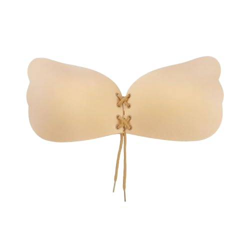 klothz hunger Women's Lightly Padded Self Strapless Bandage Underwire Backless Solid Invisible Stick Gel Silicone Push Up Underwear Bra (in, Alpha, S, A, 32, Regular, Standard, Nude)-picture-21