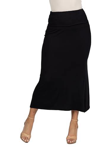 24seven Comfort Apparel Womens Comfortable Foldover Maxi Skirt2
