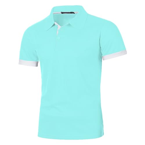 Mens Polo Shirts Summer Short Sleeve Classic Collared Golf Shirt Lapel Button Business Work Tops3