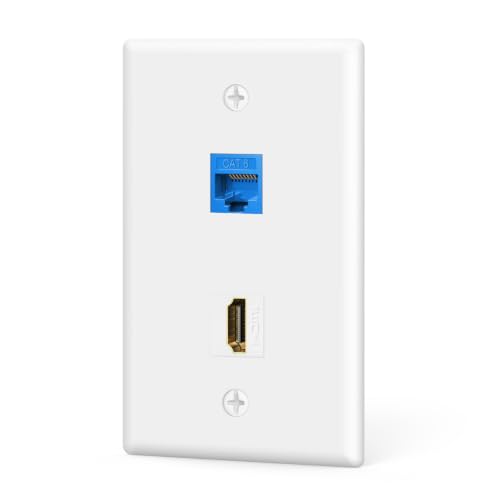 VCE HDMI Ethernet Wall Plate UL Listed, 8K HDMI and CAT6 Wall Jack