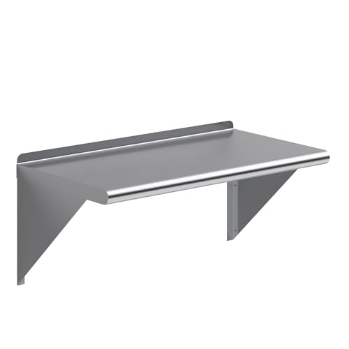Image of AmGood 30 inch Long X 16 inch Deep Stainless Steel Wall Shelf | NSF Certified | Appliance & Equipment Metal Shelving | Kitchen, Restaurant, Garage, Laundry, Utility Room