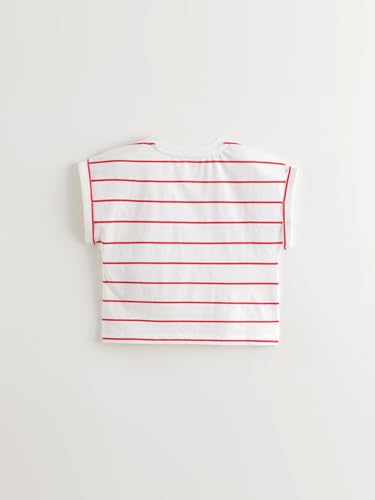 marc & janie Girls Floral Cherry Striped Cotton T-Shirt Soft Breathable Ribbed Collar Top 5506963