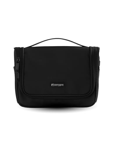 Image of CarryPro-Hanging Toiletry Kit Pouch-Travel Organizer-Makeup, Beauty, Cosmetics, Jewellery Organizer-Skincare, Medicine, Secure Zippered Pockets