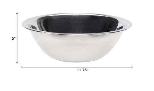 Vollrath 47935 5-Quart Economy Stainless Steel Nesting Mixing Bowl | Beaded Edge Grip and Flat Bottom for Restaurant Bakery Cafeteria | 11.81"W x 11.81"W x 3.97"H, 26-Gauge, Silver Mirror Finish, NSF