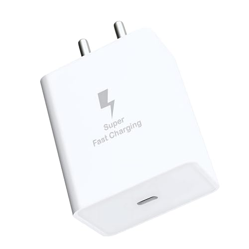 Image of GHEREL Original 45w Wall Charging Adapter and Type C Cable High Speed Power for Super Fast Charging Compatible with Galaxy A55 M14 S22 Plus Z Fold 5 Tab S9 FE & More,Adapter and Cable New Model White