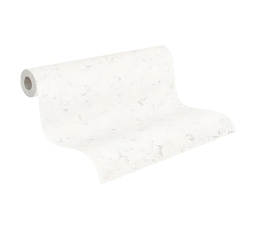 Papel pintado unicolor blanco gris no tejido de 0,53 x 10,05 m Profhome 377715-GU 3