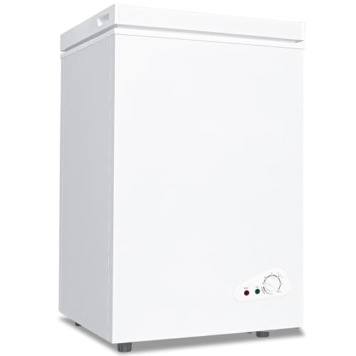 Fox Shack Congelatore petto 3.5 Cu. Mini congelatore profondo, compatto ed efficiente, temperatura regolabile, raffreddamento rapido e 2 cesti inclusi, perfetto per la casa, supermercato, ripostiglio,