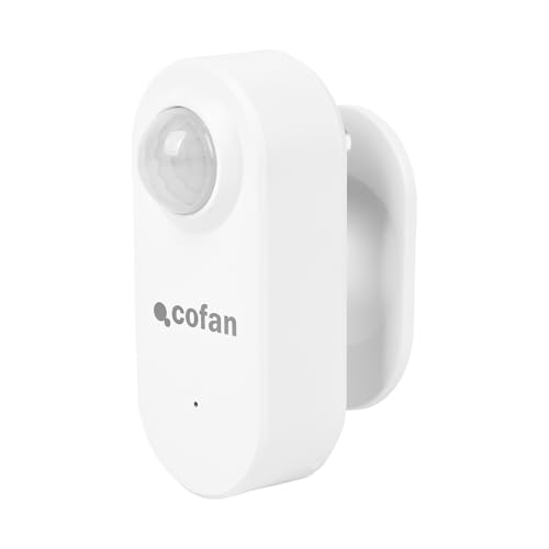 Cofan Sensor de Movimiento WiFi | Detector de Movimiento Inteligente | Funciona con aplicación Smart Life o Tuya | Sistema de Seguridad Compatible con Alexa y Google | Color: Blanco