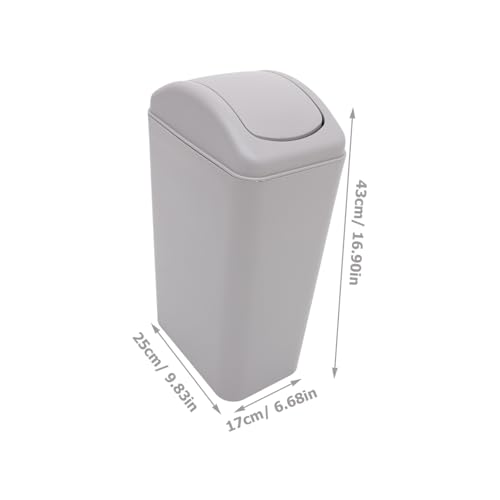 Caneca de basura rectangular con tapa abatible gris 12L miniatura 2