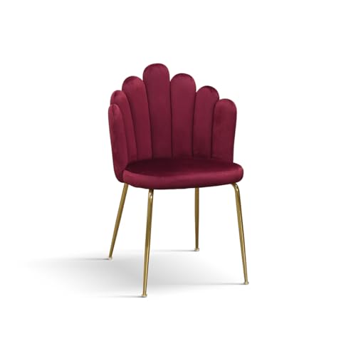 PAZZO DESIGN Chaise Sissi, Ensemble De 4 Chaises, Bordeaux, Chaises Velours, Chaises De Cuisine, Chaises De Salle À Manger Jambes Métal Or - id_2037