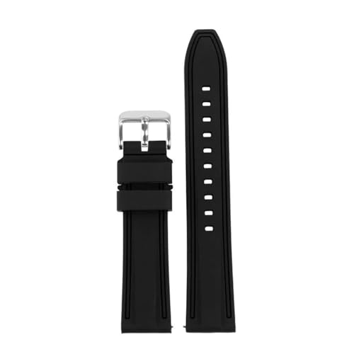 Silicone Sport Strap Compatible With Omega X Compatible With Swatch Moonswatch Quick Release Watch Band(Black silver)