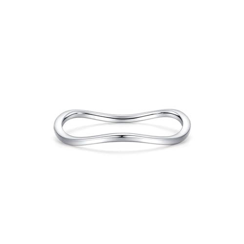 Bague en or blanc 18 carats vague empilable personnalisée femme : alliance fine tendance