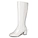 LHZHH Bottes À Talons Hauts Jusqu'aux Genoux, Bout Carré À Talon Épais Et Fermeture À Glissière Latérale Au Genou, Doublure Courte en Peluche (Color : White, Size : 40 EU)