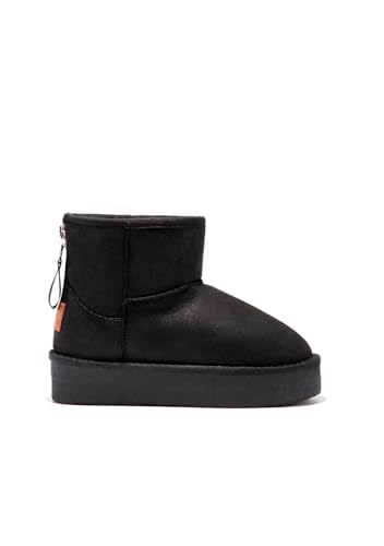 B&W Break&Walk Botas Australianas Cremallera Negro B&W - Botas Australianas mujer y niña con forro polar (Negro/Talla 40)