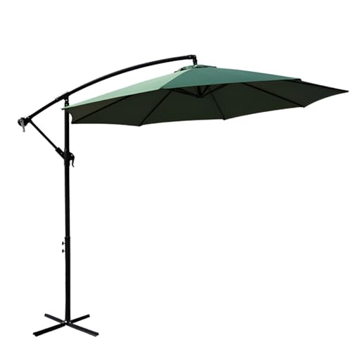 GUOGLZ Sombrilla Terraza Exterior, Parasol Excentrico 270cm, Sombrilla Jardin Inclinable Con Manivela Patio Terraza Piscina Playa(Green)