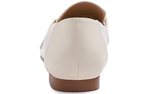 Feversole Women's Fashion Trim Deco Loafer Slippers Beige Plain Pu Size 8.5 M Us #TOP5