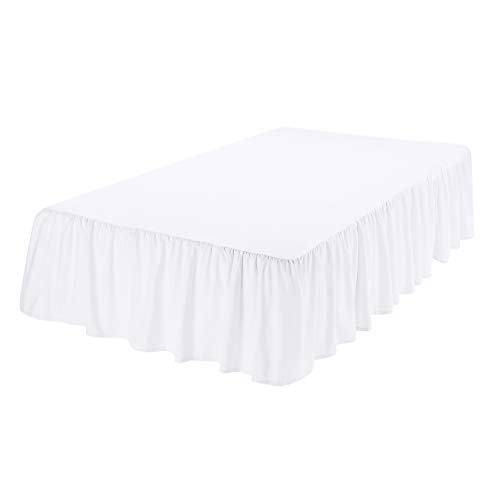 Amazon Basics Lightweight Ruffled Bed Skirt, Classic Style, Soft And Stylish 100% Microfiber With 16" Drop-Twin, Bright White, Solid #TOP2