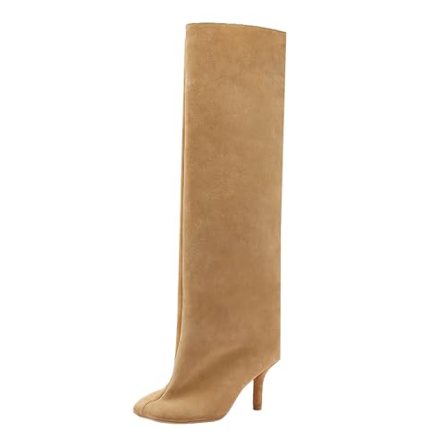 Bottes western en daim haut de gamme à bout carré élégant