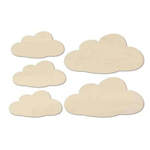 Whittlewud (51x32CM) Thickness 4mm Wooden Cloud Shaped Cutouts Crafts Unfinished Wood Ornaments Décor DIY Project Wedding Birthday