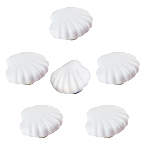 CcHhyyt 6 Pack Cartoon Shape Colorful Shell Soft Rubber Knobs for Kids Girls Boys Cabinet Handle pulls Drawer Knobs for Kids Room Cabinets Closets Toy Organizer Box Bookcase (White)