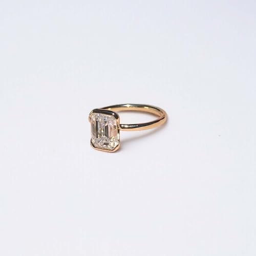 1.75 CT Emerald Cut Moissanite Engagement Ring 18K Solid Yellow Gold Half Bezel Setting Women promise Ring Party Wear Solitaire Jewelry Proposal Gift For Love4