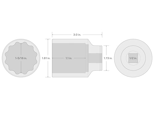 Image of TEKTON 1 /2 Inch Drive x 1-5 /16 Inch Deep 12-Point Socket | SHD23233