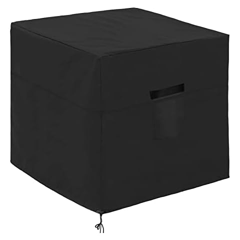Ailelan Winter Air Conditioner Cover, 24 Inch AC Cover for Outside Unit, Windproof and Waterproof, 420D Universal AC Cover Fits Up to 24 x 24 x 30 Inches, Black, Square Cover