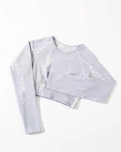 Image of AUROLA Serpent Snake Long Sleeve Shirts for Women, Seamless Workout Crop Tops Crew Neck Cropped T Shirt Athletic Yoga