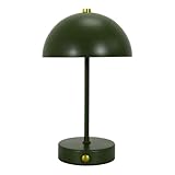 Lampe à poser en métal vert rechargeable (H25cm). Élégance minimaliste et lumière modulable.