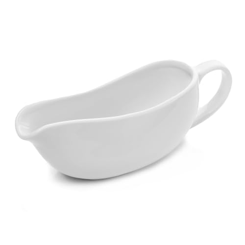 Image of WishDeco White Gravy Boat, 12.4 oz Ceramic Gravy Jug