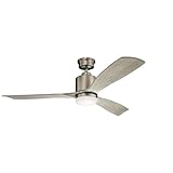 Kichler Ridley II 52' Ceiling Fan and Light Kit in Antique Pewter, 3-Blade LED Ceiling Fan, 3000K, (52' W x 14.5' H), 300027AP