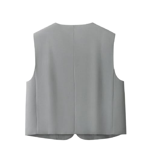 Chaleco de cuello redondo para mujer con un botón elegante 4