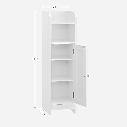 Vasagle Small Bathroom Storage Corner Floor Cabinet With Door And Shelves, Organizer, Narrow Toilet Paper Cabinet, Adjustable White Ubbc310W01 #TOP2