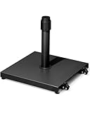 JOINHOM 42lbs Patio Umbrella Base with Wheels - Heavy Duty Outdoor Patio Market Umbrella Stand for Deck with Rollers, Poolside, Balcony, Wind-Resistant Design, Black