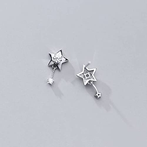 Pendientes de estrella de plata mujer S925 para oficina y cenas