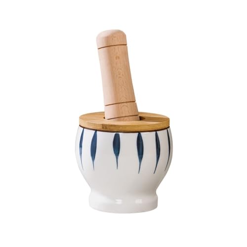 Prensas de ajo de cerámica esmaltada, trituradora de ajo Manual Espesada, trituradora de ají, Prensa de ajo, Juego de mortero y Maja (Grande) (un Color pequeño)