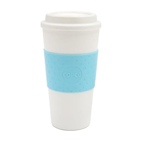 Copco Acadia 16 oz Travel Mug - Insulated Reusable Coffee Tumbler with Double-Walled Plastic, Leak-Proof Lid, BPA-Free - Portable Mug for Hot & Cold Drinks, Cup Holder Friendly (Azure Blue)
