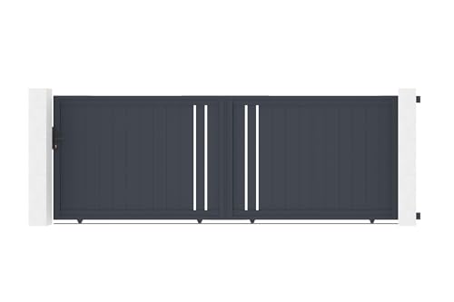 Casanoov Portail Coulissant GIONA 4x1,5 m - 396 cm x 142 cm - 5,6 m² Aluminium Gris Anthracite RAL 7016 Moderne Sécurisé Jardin Extérieur Motorisable...