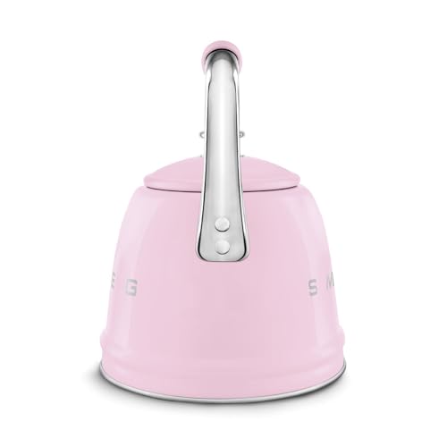 Image of SMEG Stovetop Whistling Kettle - 50s Retro Style, 2.3 Liter (10 Cup / 2.4 Quart) Stainless Steel Tea Kettle with Iconic Design & Whistle - Premium Kitchen Statement Piece (Pink)