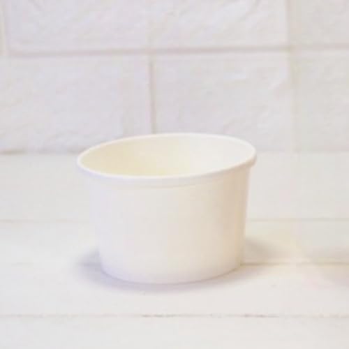 duwanlhridh 50個 クラフト紙製 スープカップ クラフト紙ボウル 紙皿 使い捨て弁当箱 使い捨て どんぶり 粥 容器 スープ 蓋付き ペーパーフードコンテナ ボウル ホットスープボウル スープボウル (ホワイト-蓋なし,8oz)