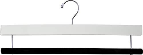 The Great American Hanger Company Extra Long Wooden Pants Hanger with Flocked Velvet Bar, 16 inch Big Wood Bottoms Hangers (10, White)