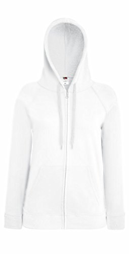 Fruit of the Loom Womens Fit Full Zip Hoodie Sweatshirt White x_s