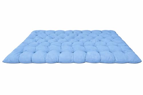 Image of ATOOTFUSION Soft Cotton Quilt | Foldable Light Weight Filled Single Firm Cotton Quilt Mattress| Gadda (Solid Coloured, 2 Sleeping Capacity, 5 x 6 ft or 72 x 60 Inches Queen) (Sky Blue)