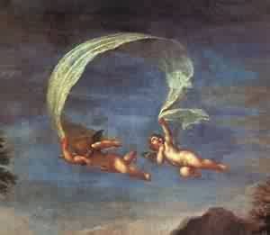 Peinture à l'huile Adonis et Cupidon de Francesco Albani en toile 30x36 pouces